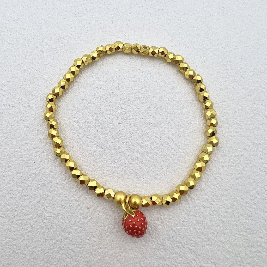 Strawberry Gold Bracelet for Kids & Teens - Adjustable Hypoallergenic Jewelry  Birthday/Children's Day Gift with Free Velvet Box