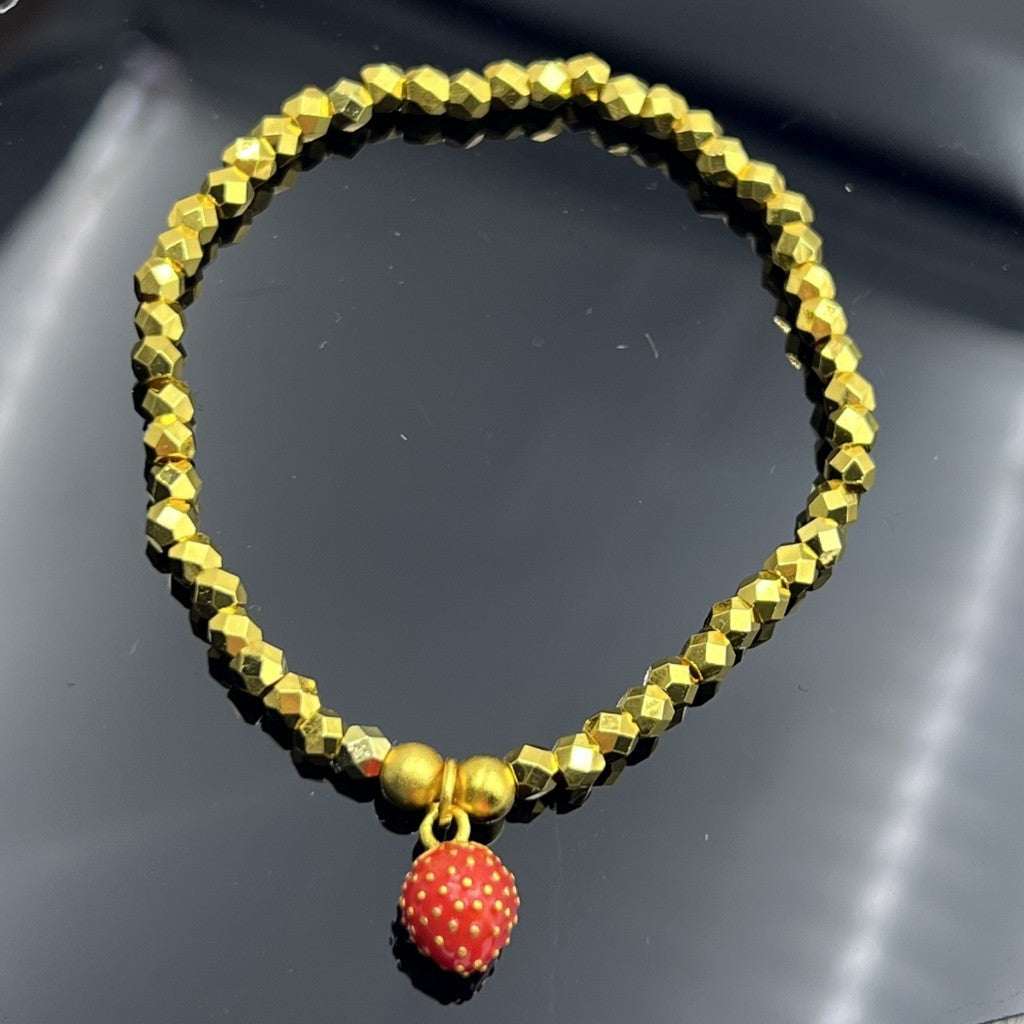 Strawberry Gold Bracelet for Kids & Teens - Adjustable Hypoallergenic Jewelry  Birthday/Children's Day Gift with Free Velvet Box