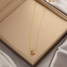 Charger l&#39;image dans la galerie, Titanium Steel Pendant Necklace | Hypoallergenic Gold Chain with Zircon &amp; Shell Charms | 45cm Adjustable for Daily/Gift