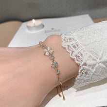 Charger l&#39;image dans la galerie, Gold Floral Bracelet with Crystal Accents - Muslimah-Friendly Jewelry for Tudung &amp; Baju Kurung