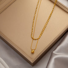 Charger l&#39;image dans la galerie, Titanium Steel Pendant Necklace | Hypoallergenic Gold Chain with Zircon &amp; Shell Charms | 45cm Adjustable for Daily/Gift