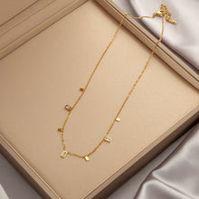 Charger l&#39;image dans la galerie, Titanium Steel Pendant Necklace | Hypoallergenic Gold Chain with Zircon &amp; Shell Charms | 45cm Adjustable for Daily/Gift