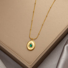 Charger l&#39;image dans la galerie, Titanium Steel Pendant Necklace | Hypoallergenic Gold Chain with Zircon &amp; Shell Charms | 45cm Adjustable for Daily/Gift