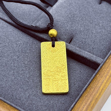 Charger l&#39;image dans la galerie, Vietnam Sand Gold Rectangular Pendant Necklace - Gold Pendant Chinese Pattern  Rantai Hadiah Unisex