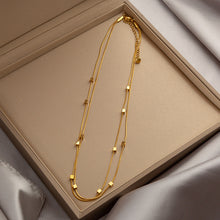 Charger l&#39;image dans la galerie, Titanium Steel Pendant Necklace | Hypoallergenic Gold Chain with Zircon &amp; Shell Charms | 45cm Adjustable for Daily/Gift