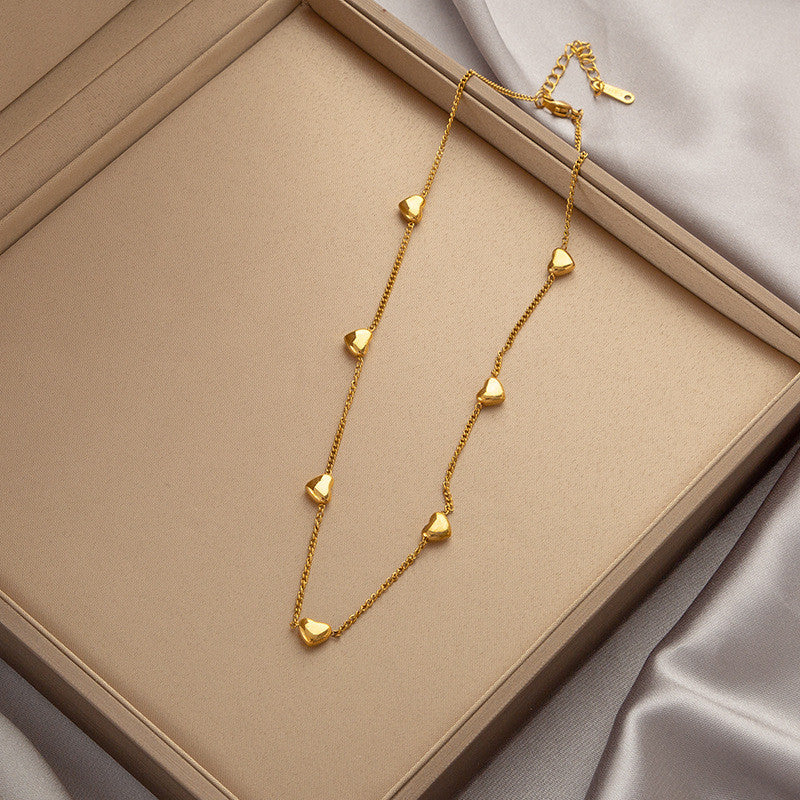 Titanium Steel Pendant Necklace | Hypoallergenic Gold Chain with Zircon & Shell Charms | 45cm Adjustable for Daily/Gift