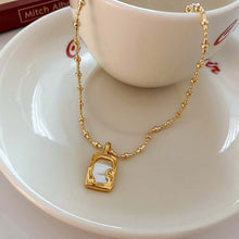 Load image into Gallery viewer, Stylish Gold Chain Necklace with Open Rectangular Pendant &amp; Sparkling White Gem – Perfect Minimalist Accessory for Any Occasion