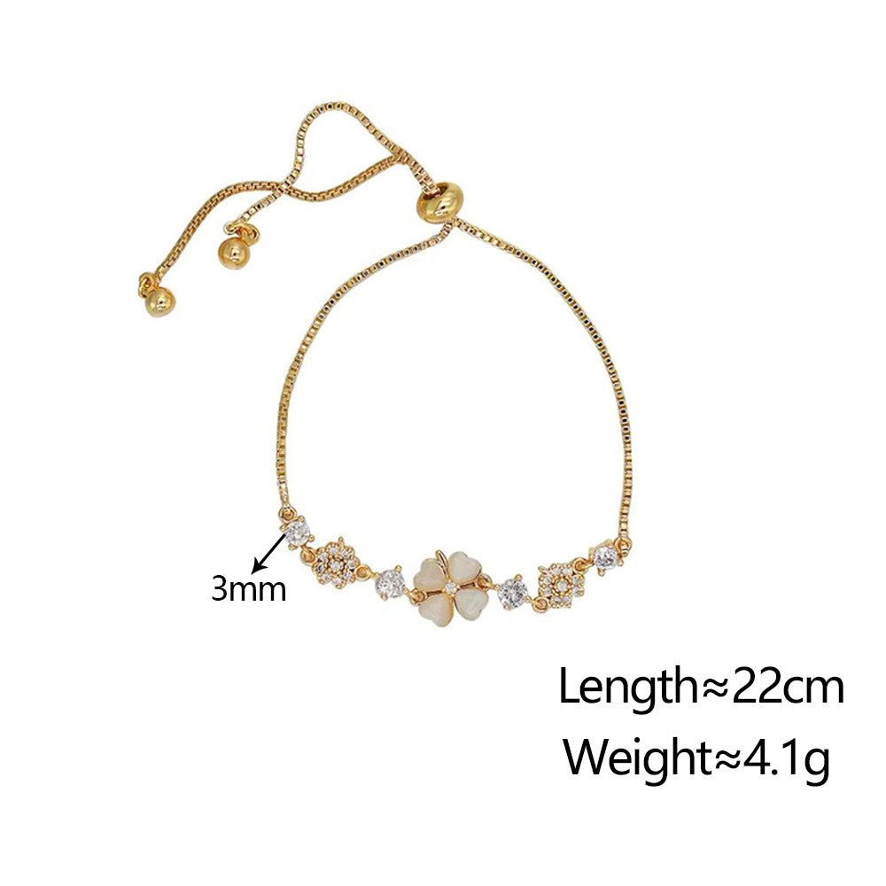 Gold Floral Bracelet with Crystal Accents - Muslimah-Friendly Jewelry for Tudung & Baju Kurung