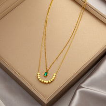 Charger l&#39;image dans la galerie, Titanium Steel Pendant Necklace | Hypoallergenic Gold Chain with Zircon &amp; Shell Charms | 45cm Adjustable for Daily/Gift