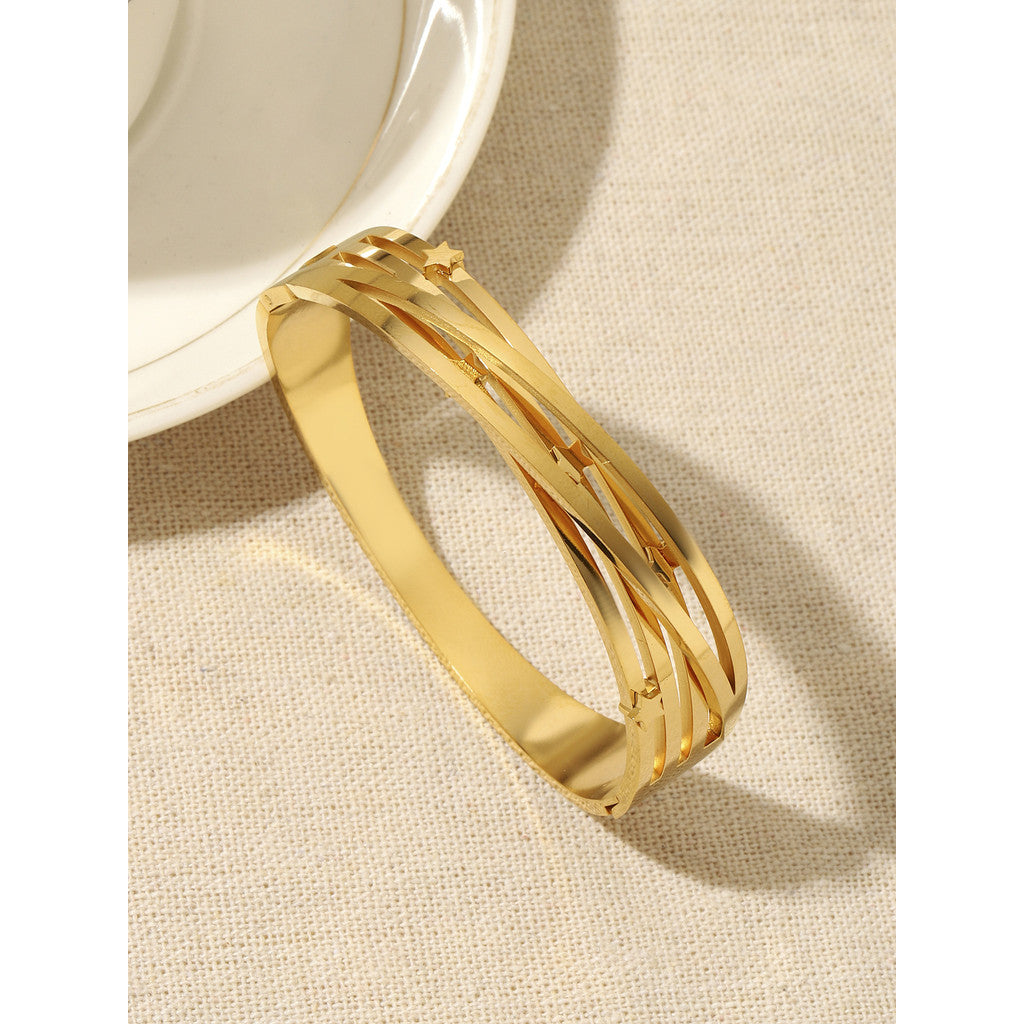 【Bangle Bracelet】Celestial Geometry | Dual-Tone Titanium Steel with Precision Dimensioning