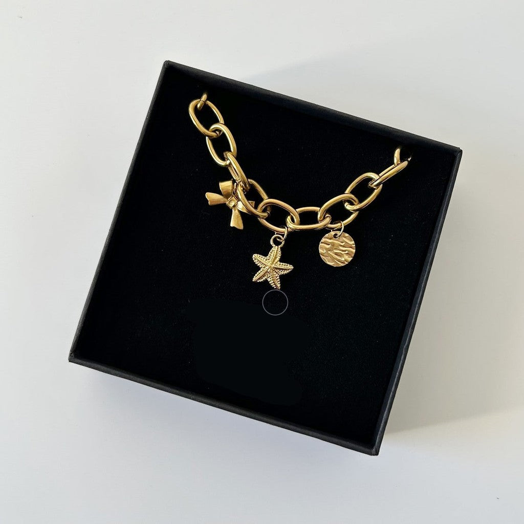 Summer Beach Style Marine Festive Charms | Titanium Steel Multi-Pendant Necklace for Baju Kurung & Raya
