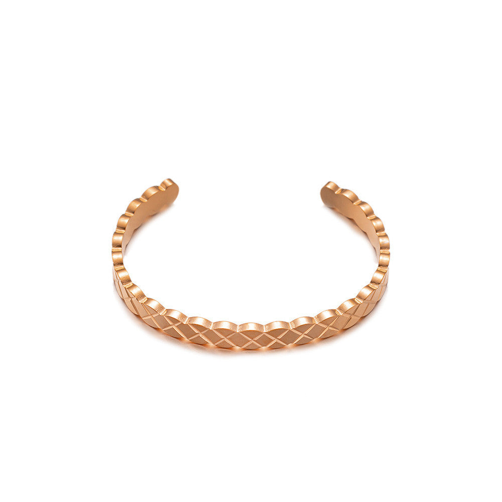 Geometric Waveform Bangle | Women French Style Titanium Steel Bracelet for Contemporary Minimalism