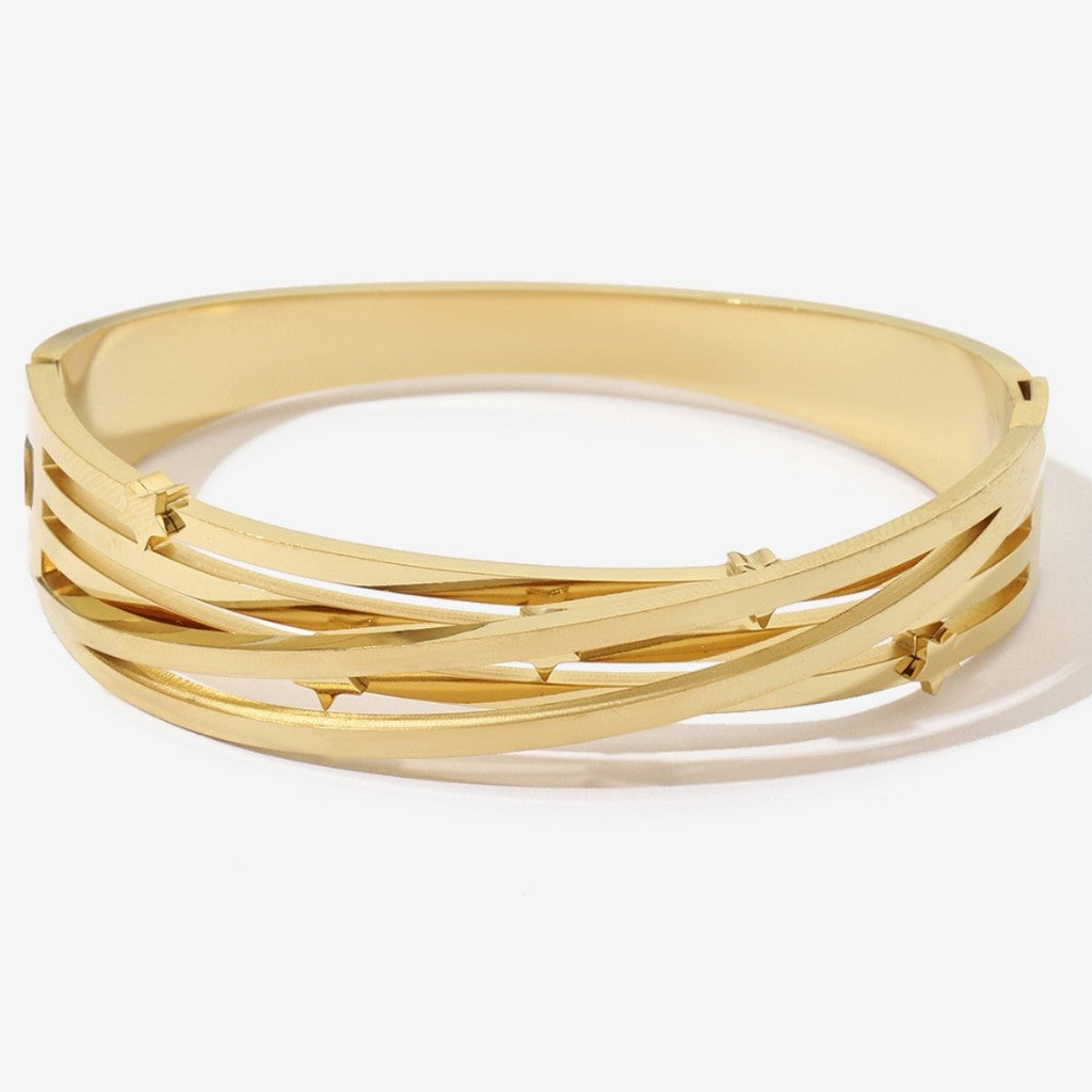 【Bangle Bracelet】Celestial Geometry | Dual-Tone Titanium Steel with Precision Dimensioning