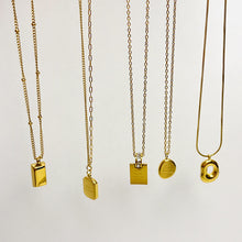 Charger l&#39;image dans la galerie, Gold Geometric Pendant Necklace Set | Minimalist Layered Chains with Letter &amp; Shape Charms | Korean-Inspired Daily Jewelry