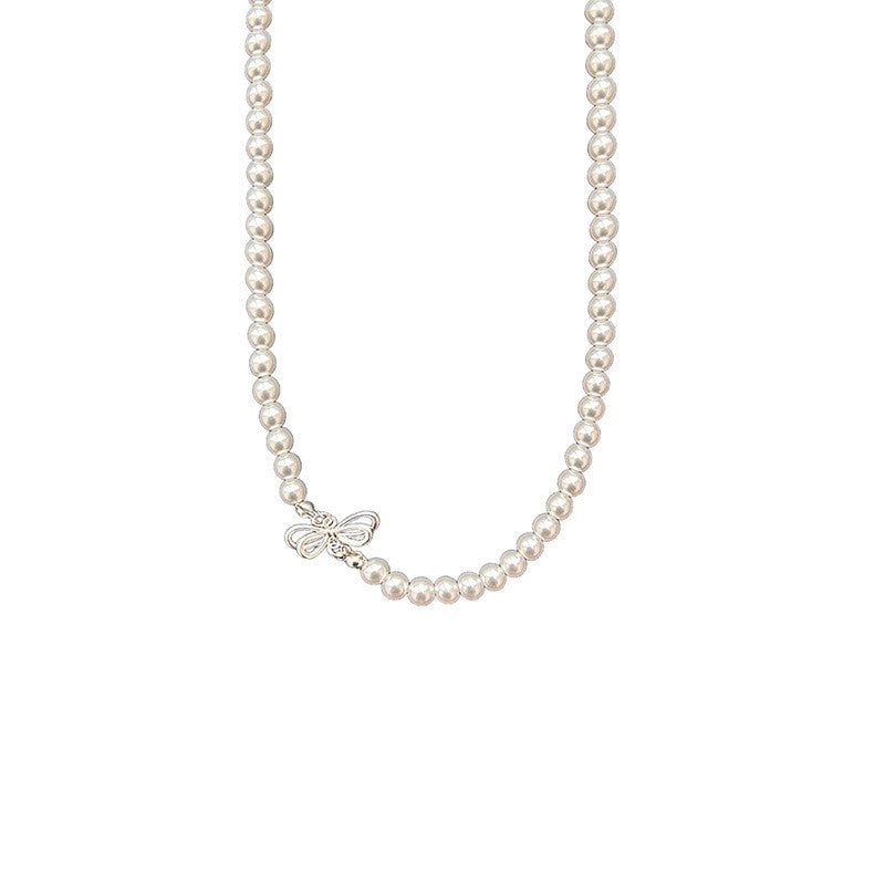 Titanium Steel Pearl Necklace | Hypoallergenic Butterfly Clasp | AAA Freshwater Pearls for Weddings/Daily