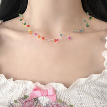 Load image into Gallery viewer, Multicolor Bead Layered Necklace | 3-Strand Adjustable Silver Chain | Hypoallergenic Boho Jewelry for Women