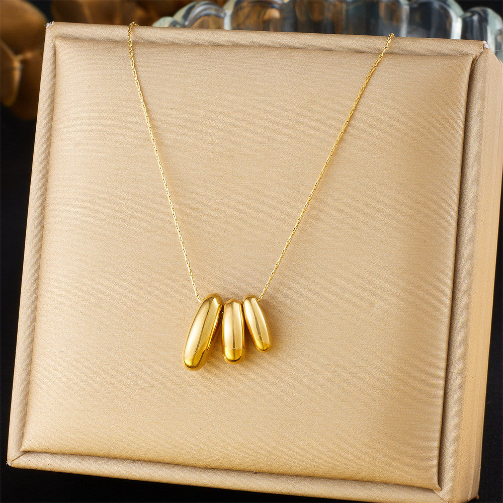 【Pendant Necklace】Geometric Modernity | Women Triple-Ingot Adjustable Lightweight Design