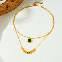Load image into Gallery viewer, 【Pendant Necklace】Women Layered Radiance | Emerald Square Pendant &amp; Dual-Chain Design