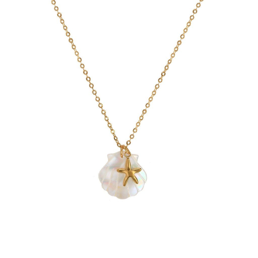 Oceanic Charm Necklaces | Titanium Steel Shell & Starfish Motifs for Tropical Elegance