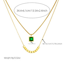 Load image into Gallery viewer, 【Pendant Necklace】Women Layered Radiance | Emerald Square Pendant &amp; Dual-Chain Design