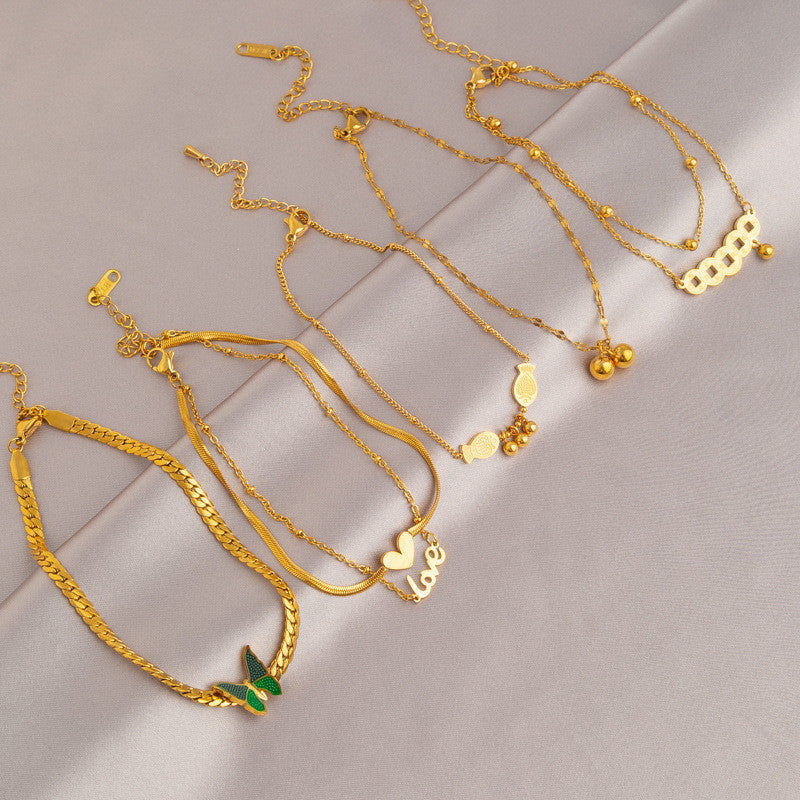 2025 New Trendy Women’s Anklet | 18K Gold Titanium Steel, Color-Fade Resistant, Elegant INS Versatile Foot Jewelry