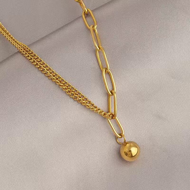 Titanium Steel Paperclip Necklace | Hypoallergenic Adjustable Chains with Charms | Edgy Daily Jewelry for Women