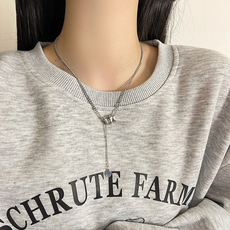 Silver 'M' Initial & Smiley Face Necklace | Hypoallergenic Personalized Jewelry for Girls | Adjustable 50cm Daily Gift