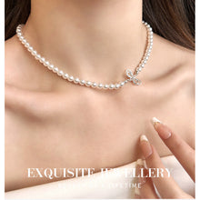 Charger l&#39;image dans la galerie, Titanium Steel Pearl Necklace | Hypoallergenic Butterfly Clasp | AAA Freshwater Pearls for Weddings/Daily