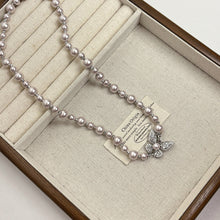 Laden Sie das Bild in den Galerie-Viewer, 925 Silver Pearl Necklace with Butterfly Charm Luxury Gift for Women Free Shipping