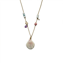 Charger l&#39;image dans la galerie, Pastel Shell &amp; Bead Rope Necklace | Handmade Adjustable Beach Jewelry | Hypoallergenic Boho Gift for Women