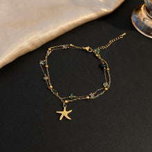 Charger l&#39;image dans la galerie, Titanium Steel Whale Tail Anklet | Natural Stone Beads &amp; Adjustable Hypoallergenic Design
