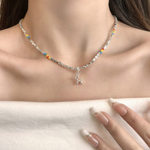 Charger l&#39;image dans la galerie, Rainbow Bead Dog Charm Necklace | Hypoallergenic Silver Pet Jewelry | Adjustable 45cm Boho Gift for Dog Lovers