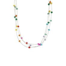 Load image into Gallery viewer, Multicolor Bead Layered Necklace | 3-Strand Adjustable Silver Chain | Hypoallergenic Boho Jewelry for Women