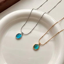 Charger l&#39;image dans la galerie, Turquoise Gold Necklace for Women | Hypoallergenic Oval Gemstone Pendant | Adjustable 45cm Minimalist Daily Jewelry