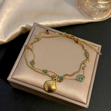 Charger l&#39;image dans la galerie, Titanium Steel Whale Tail Anklet | Natural Stone Beads &amp; Adjustable Hypoallergenic Design