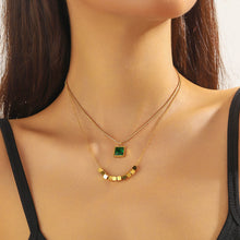 Load image into Gallery viewer, 【Pendant Necklace】Women Layered Radiance | Emerald Square Pendant &amp; Dual-Chain Design