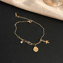 Charger l&#39;image dans la galerie, Starry Seaside Anklet | Dainty Shell &amp; Starfish Charms for Baju Kurung Elegance