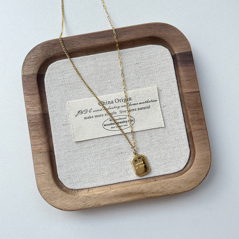 Gold Geometric Pendant Necklace Set | Minimalist Layered Chains with Letter & Shape Charms | Korean-Inspired Daily Jewelry