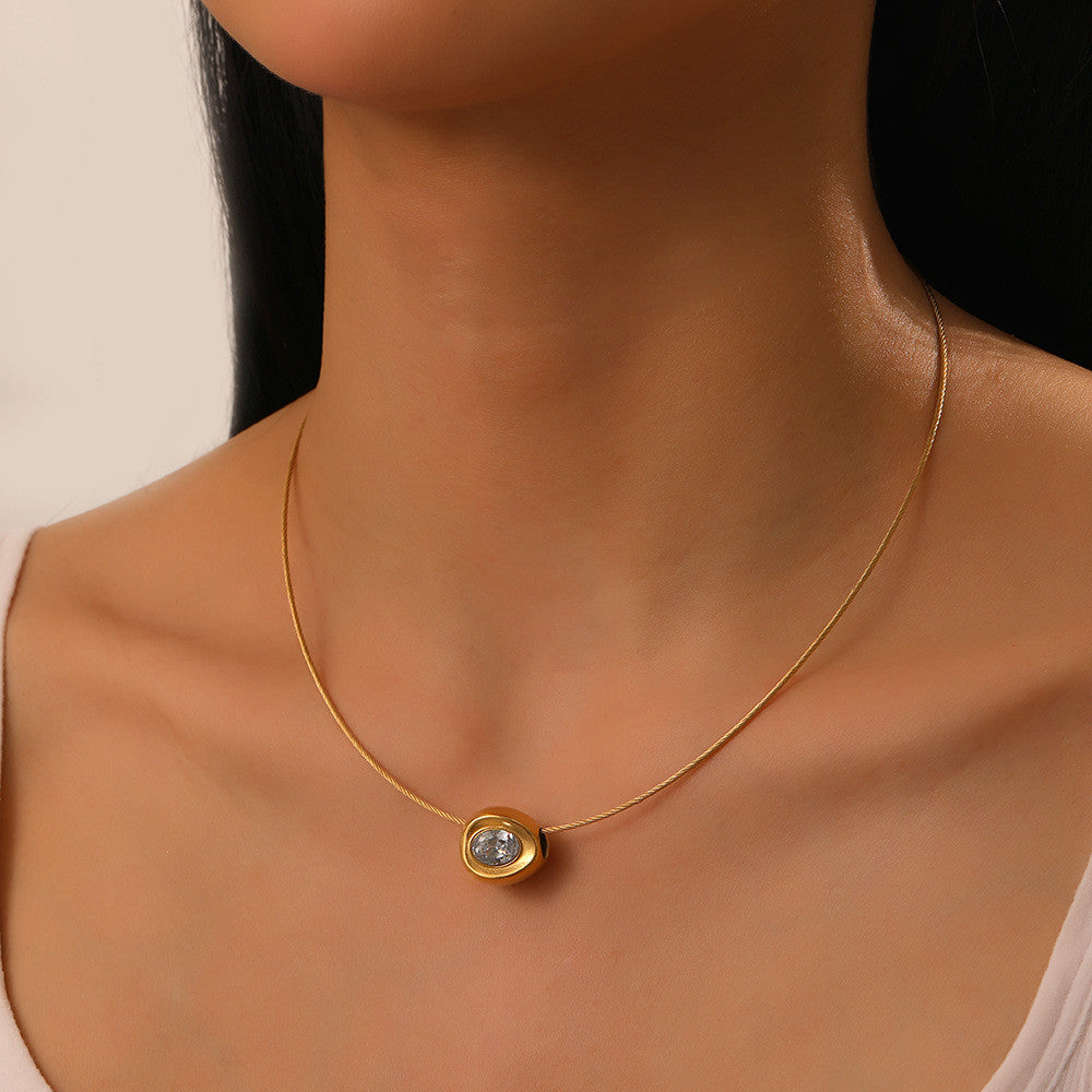 【Pendant Necklace】Solo Diamond Elegance | Women Minimalist Hypoallergenic Mirror-Polished Chain