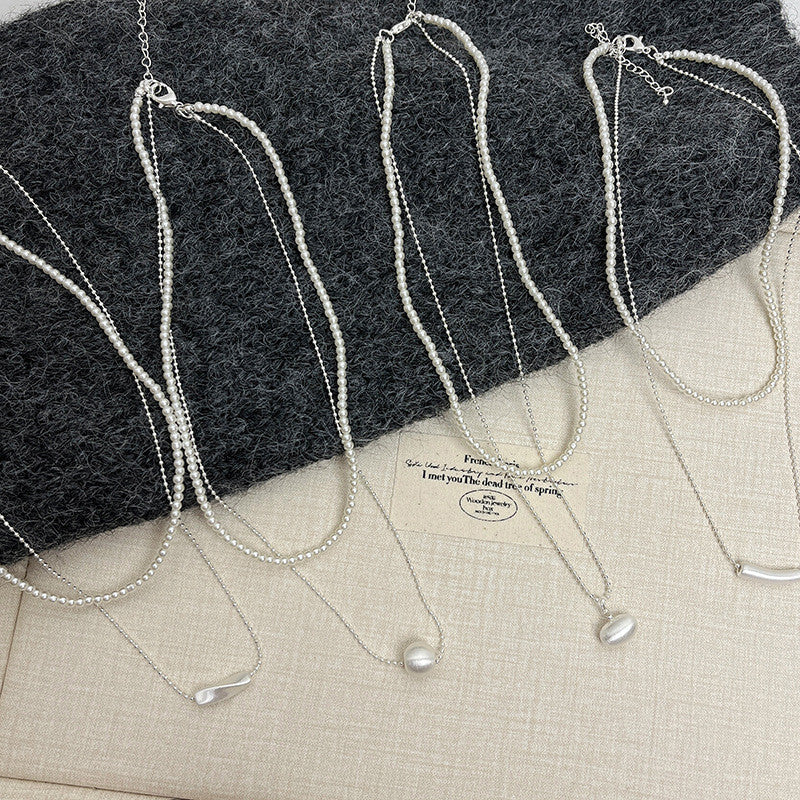 Layered Pearl & Silver Ball Necklace | Hypoallergenic Minimalist Jewelry for Women | 45cm Adjustable Wedding/Casual Gift