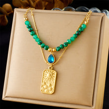 Charger l&#39;image dans la galerie, 【Pendant Necklace】Malachite &amp; Sunburst Elegance | Women Fashion Adjustable Layered Gemstone Design