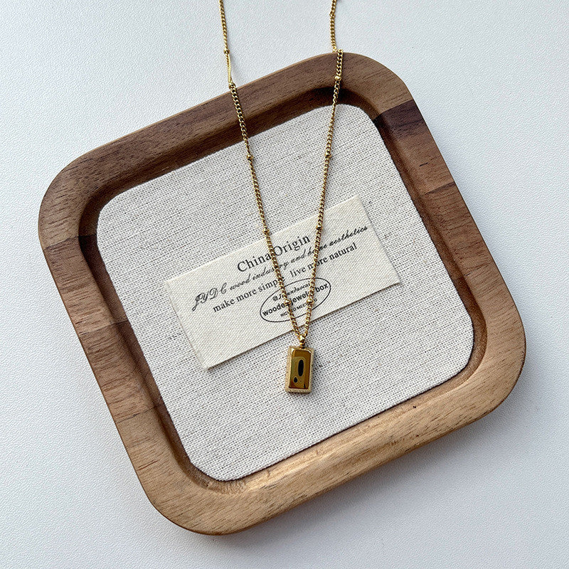 Gold Geometric Pendant Necklace Set | Minimalist Layered Chains with Letter & Shape Charms | Korean-Inspired Daily Jewelry