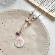 Charger l&#39;image dans la galerie, Pastel Shell &amp; Bead Rope Necklace | Handmade Adjustable Beach Jewelry | Hypoallergenic Boho Gift for Women