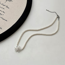 Charger l&#39;image dans la galerie, Silver Pearl Necklace with Copper Dandelion Pendant | Hypoallergenic Adjustable Jewelry for Women | Minimalist Daily Giftn