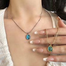 Charger l&#39;image dans la galerie, Turquoise Gold Necklace for Women | Hypoallergenic Oval Gemstone Pendant | Adjustable 45cm Minimalist Daily Jewelry