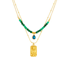 Charger l&#39;image dans la galerie, 【Pendant Necklace】Malachite &amp; Sunburst Elegance | Women Fashion Adjustable Layered Gemstone Design