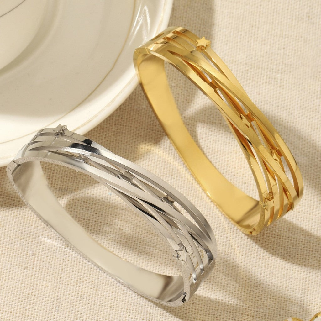 【Bangle Bracelet】Celestial Geometry | Dual-Tone Titanium Steel with Precision Dimensioning