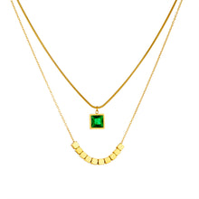 Load image into Gallery viewer, 【Pendant Necklace】Women Layered Radiance | Emerald Square Pendant &amp; Dual-Chain Design
