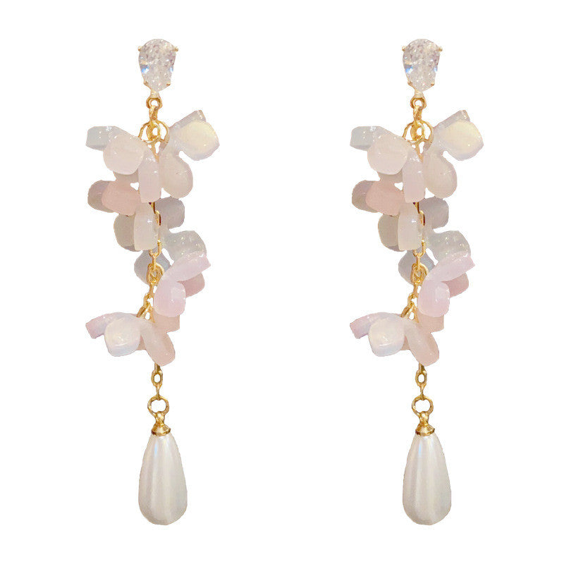 【Earrings】Petal Cascade | Women Luxury Luminous Quartz & Opal Waterdrop Silhouette