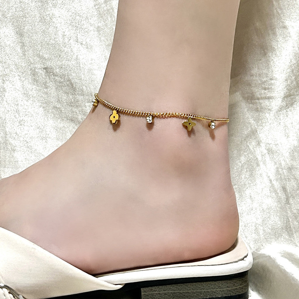Title (119 characters): Moonlit Garden Anklet | Floral Star Charms for Baju Kurung & Raya Elegance